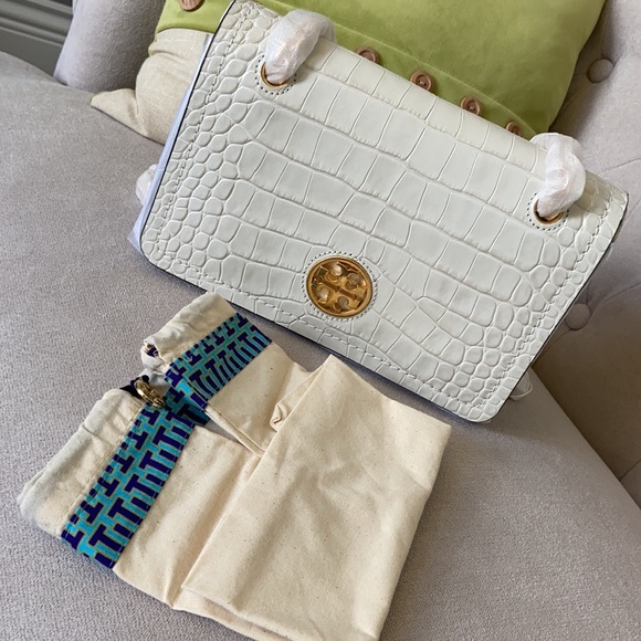NWT Tory Burch Croc Embossed Convertible Bag - Picture 8 of 9